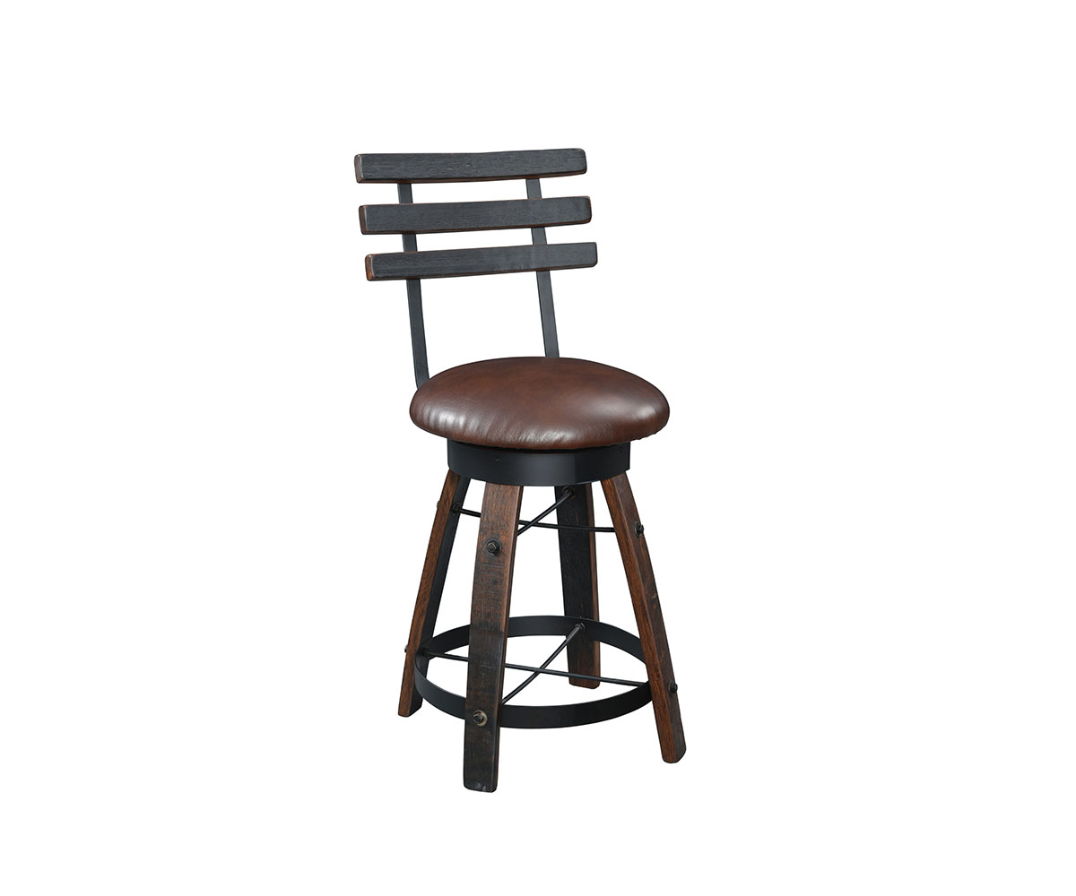 Deluxe Whiskey Barrel Barstool with Swivel